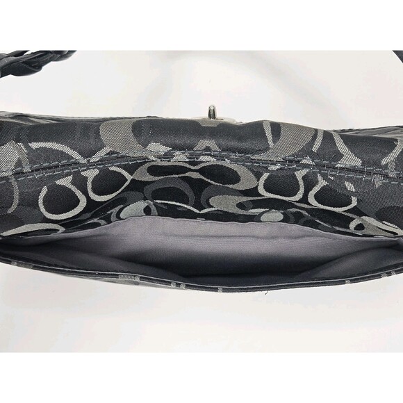 COACH Twist Lock Shoulder Bag Black Canvas Leather Trim C0769-10993Braided - Picture 8 of 11